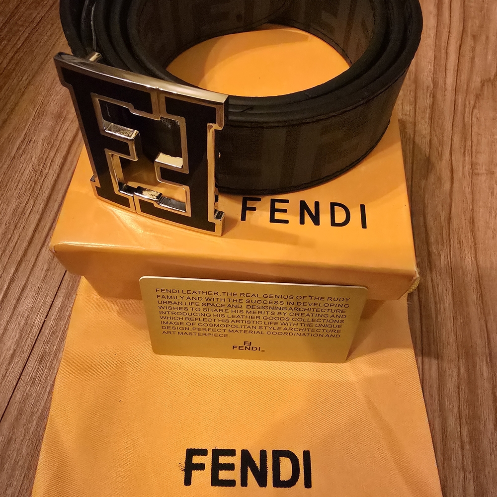 Fendi Black&Grey Leather Belt for Men